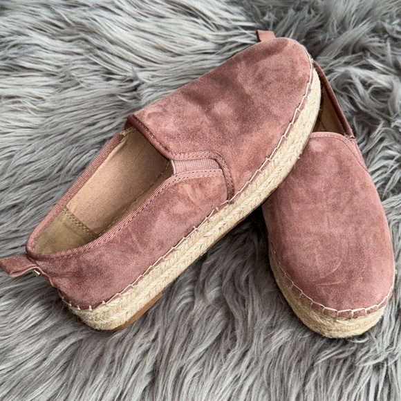 EUC Sam Edelman Carrin Suede Platform Espadrille Flats Dusty Rose Size 8 - Picture 2 of 10